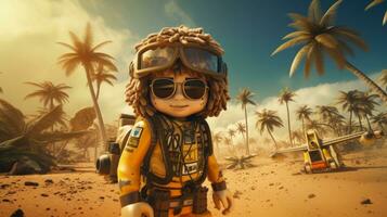Lego character embarking on epic adventures with friends AI Generative photo