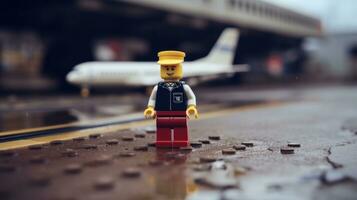 Lego personaje embarcarse en épico aventuras con amigos ai generativo foto