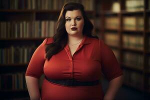 Stylish plus-size woman manager in a professional outfit AI Generative photo