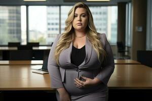 Stylish plus-size woman manager in a professional outfit AI Generative photo