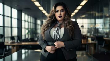 Stylish plus-size woman manager in a professional outfit AI Generative photo