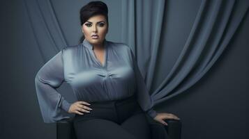 Stylish plus-size woman manager in a professional outfit AI Generative photo