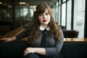 Stylish plus-size woman manager in a professional outfit AI Generative photo