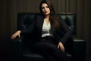 Stylish plus-size woman manager in a professional outfit AI Generative photo