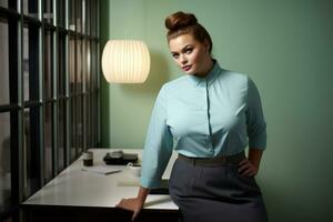 Stylish plus-size woman manager in a professional outfit AI Generative photo