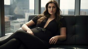 Stylish plus-size woman manager in a professional outfit AI Generative photo