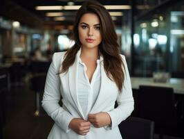 Stylish plus-size woman manager in a professional outfit AI Generative photo