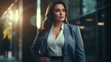 Stylish plus-size woman manager in a professional outfit AI Generative photo