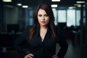 Stylish plus-size woman manager in a professional outfit AI Generative photo