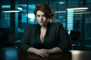 Stylish plus-size woman manager in a professional outfit AI Generative photo