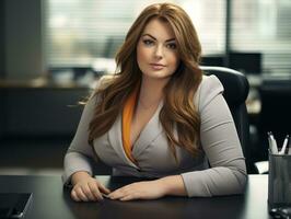 Stylish plus-size woman manager in a professional outfit AI Generative photo