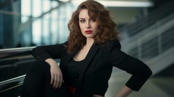 Stylish plus-size woman manager in a professional outfit AI Generative photo
