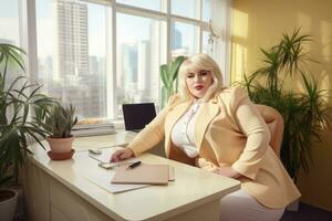 Stylish plus-size woman manager in a professional outfit AI Generative photo