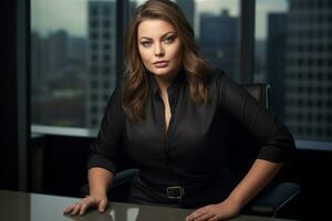 Stylish plus-size woman manager in a professional outfit AI Generative photo