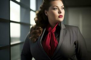 Stylish plus-size woman manager in a professional outfit AI Generative photo