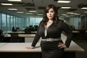 Stylish plus-size woman manager in a professional outfit AI Generative photo