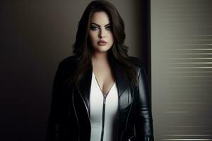 Stylish plus-size woman manager in a professional outfit AI Generative photo