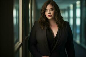 Stylish plus-size woman manager in a professional outfit AI Generative photo