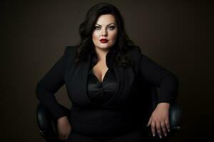 Stylish plus-size woman manager in a professional outfit AI Generative photo