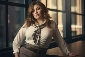 Stylish plus-size woman manager in a professional outfit AI Generative photo