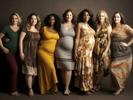 Celebrating the beauty of diverse body shapes and sizes AI Generative photo