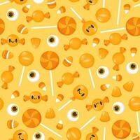 Orange seamless pattern of candies and sweets vector