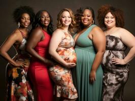 Celebrating the beauty of diverse body shapes and sizes AI Generative photo