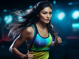 Dynamic Photograph of Female athlete AI Generative photo