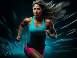 Dynamic Photograph of Female athlete AI Generative photo