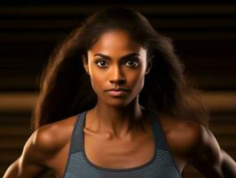 Dynamic Photograph of Female athlete AI Generative photo