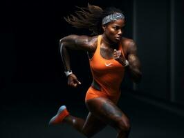 Dynamic Photograph of Female athlete AI Generative photo