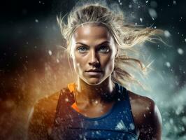 Dynamic Photograph of Female athlete AI Generative photo