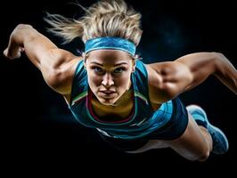 Dynamic Photograph of Female athlete AI Generative photo