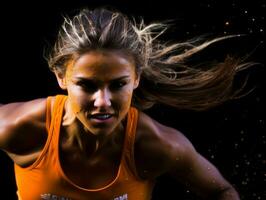 Dynamic Photograph of Female athlete AI Generative photo