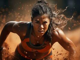 Dynamic Photograph of Female athlete AI Generative photo