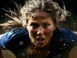 Dynamic Photograph of Female athlete AI Generative photo