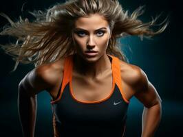 Dynamic Photograph of Female athlete AI Generative photo