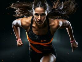 Dynamic Photograph of Female athlete AI Generative photo