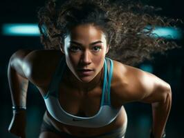 Dynamic Photograph of Female athlete AI Generative photo