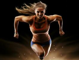 Dynamic Photograph of Female athlete AI Generative photo