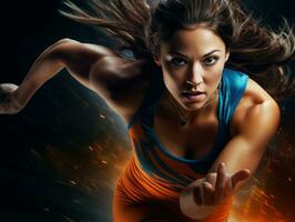 Dynamic Photograph of Female athlete AI Generative photo