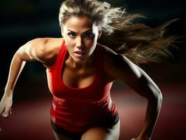 Dynamic Photograph of Female athlete AI Generative photo