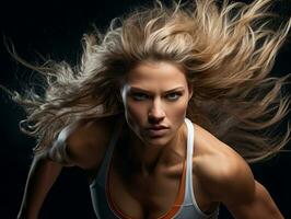 dinámica fotografía de hembra atleta ai generativo foto
