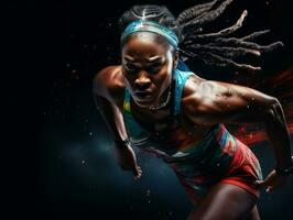 Dynamic Photograph of Female athlete AI Generative photo