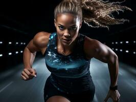 Dynamic Photograph of Female athlete AI Generative photo