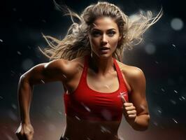 Dynamic Photograph of Female athlete AI Generative photo