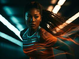 Dynamic Photograph of Female athlete AI Generative photo