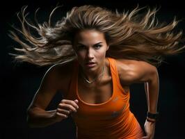 Dynamic Photograph of Female athlete AI Generative photo