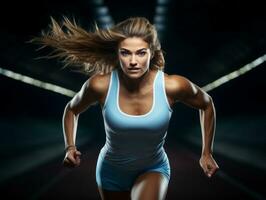 Dynamic Photograph of Female athlete AI Generative photo