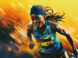 Dynamic Photograph of Female athlete AI Generative photo